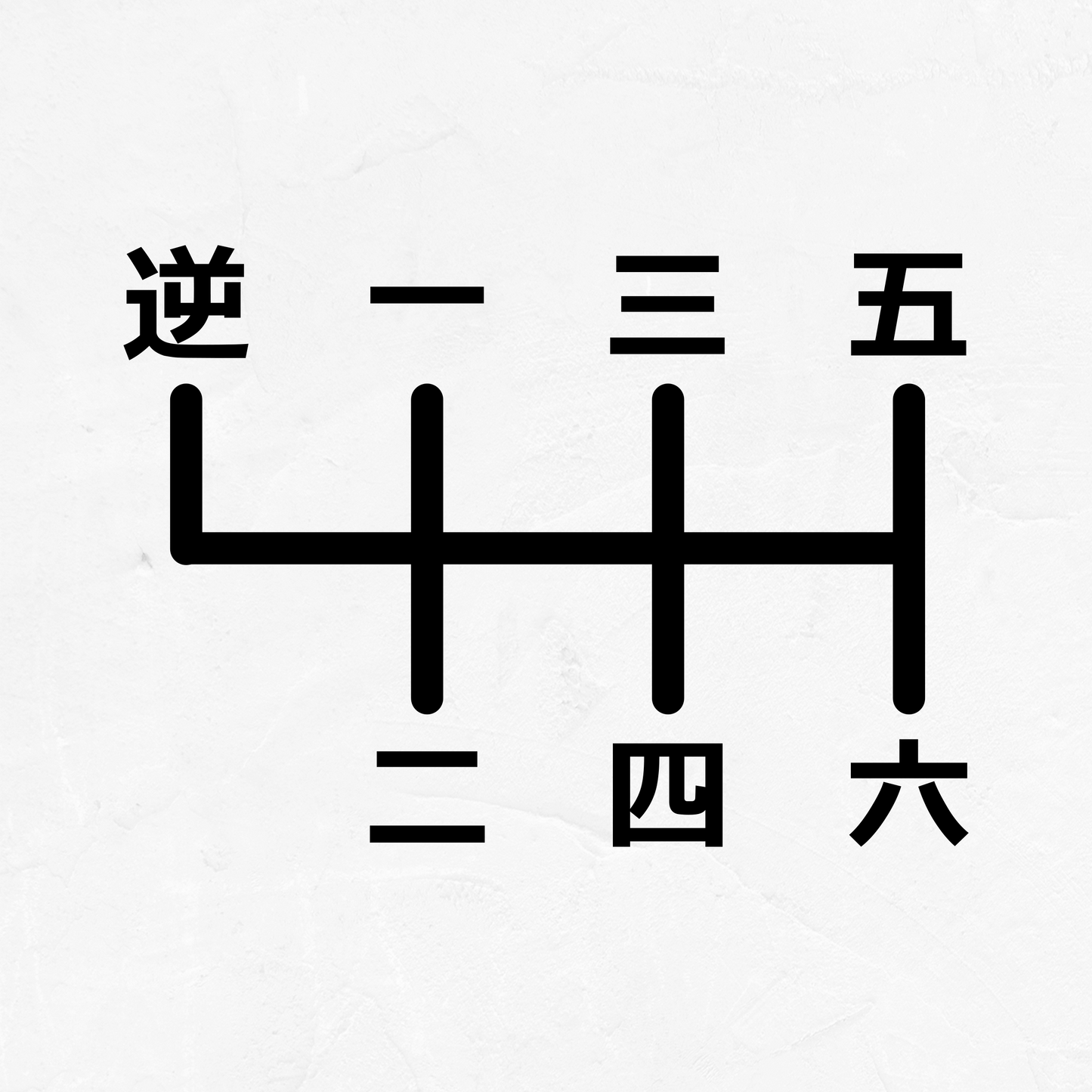 Japanese 6-Speed Manual Shift Pattern Reverse Top Left - Vinyl Decal