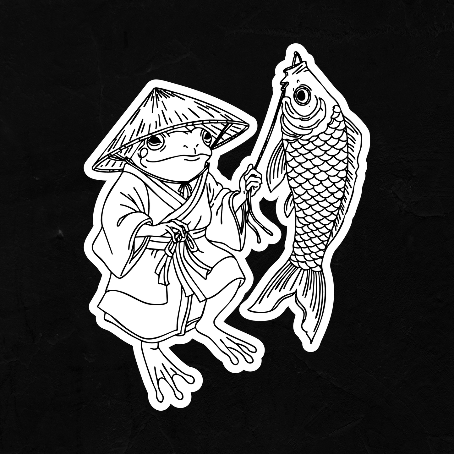 Japanese Frog Fisherman - Waterproof Sticker